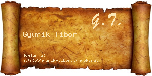 Gyurik Tibor névjegykártya